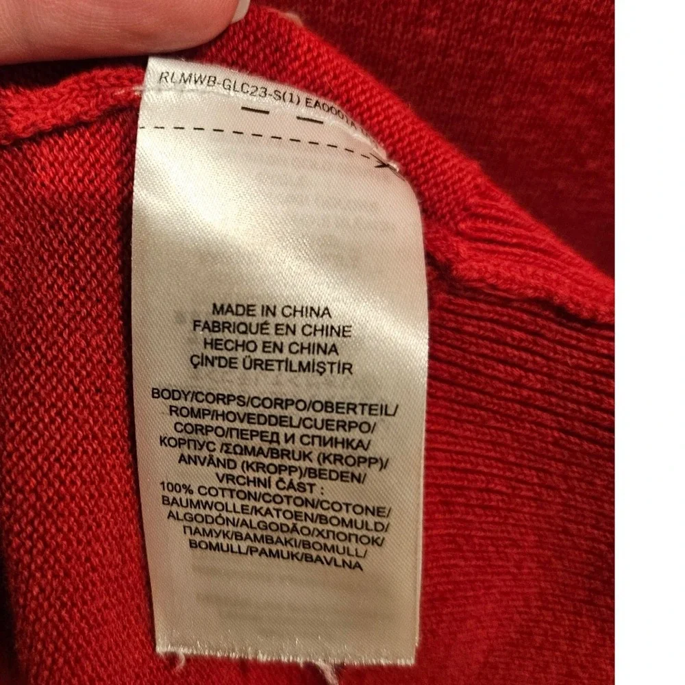 Lauren Ralph Lauren Red Cotton Boat‎ Neck Sweater Buckle Detail Womens Medium